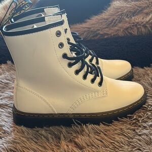Dr. Martens White Leather Women's Boots